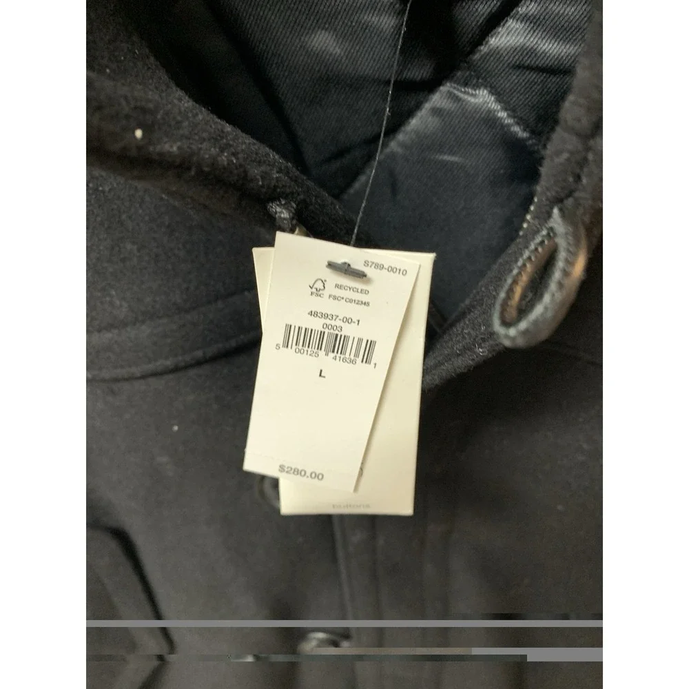 Banana Republic Large Men's Loop Button Jacket $280 Black Wool Winter‎ Coat